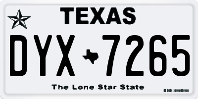 TX license plate DYX7265