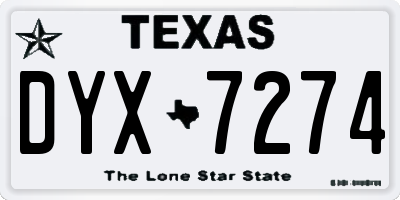 TX license plate DYX7274