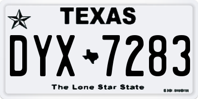 TX license plate DYX7283