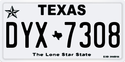 TX license plate DYX7308