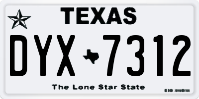 TX license plate DYX7312