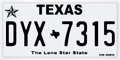 TX license plate DYX7315