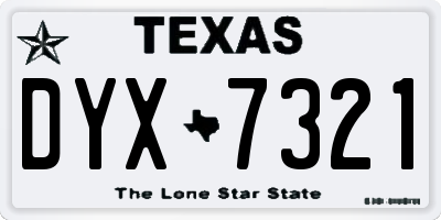 TX license plate DYX7321