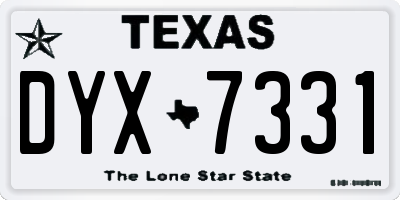 TX license plate DYX7331