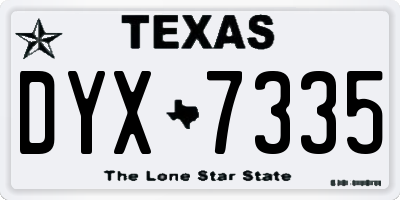 TX license plate DYX7335