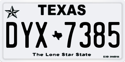 TX license plate DYX7385