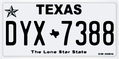 TX license plate DYX7388
