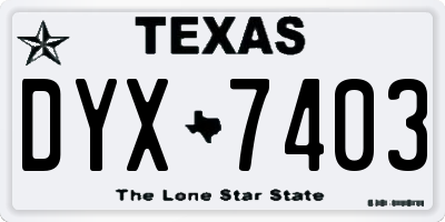 TX license plate DYX7403