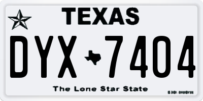 TX license plate DYX7404