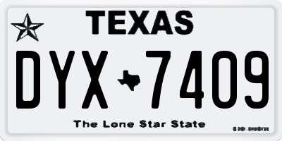 TX license plate DYX7409