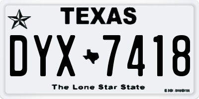 TX license plate DYX7418