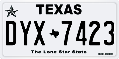 TX license plate DYX7423