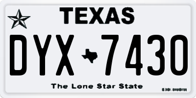 TX license plate DYX7430