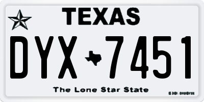 TX license plate DYX7451