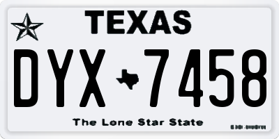 TX license plate DYX7458