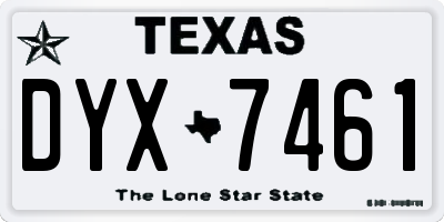 TX license plate DYX7461