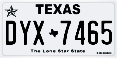 TX license plate DYX7465