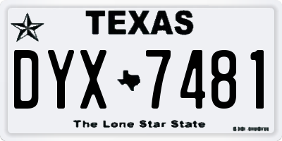 TX license plate DYX7481