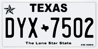 TX license plate DYX7502