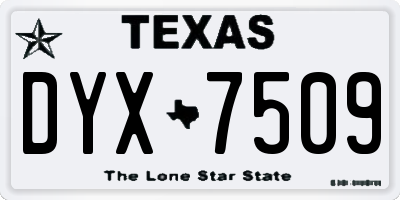 TX license plate DYX7509