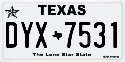 TX license plate DYX7531