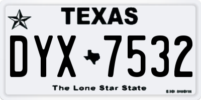 TX license plate DYX7532