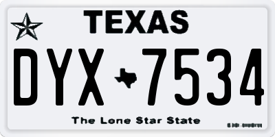 TX license plate DYX7534