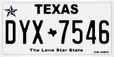 TX license plate DYX7546
