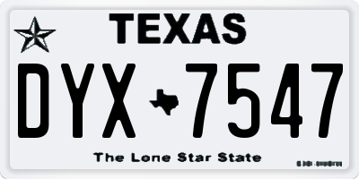 TX license plate DYX7547