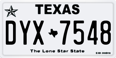 TX license plate DYX7548