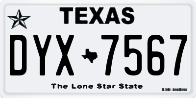 TX license plate DYX7567