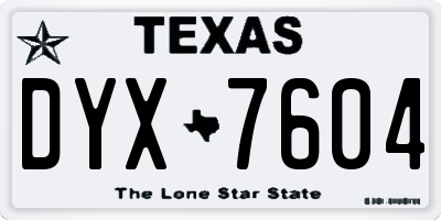 TX license plate DYX7604