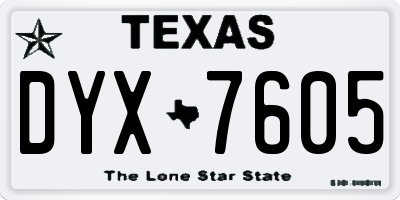 TX license plate DYX7605