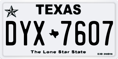 TX license plate DYX7607