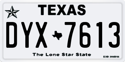 TX license plate DYX7613