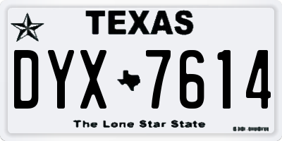 TX license plate DYX7614