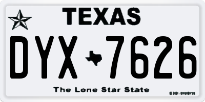 TX license plate DYX7626