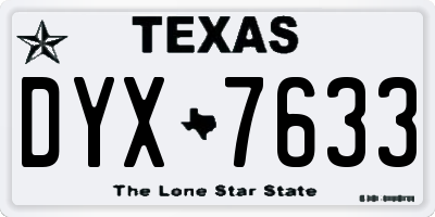 TX license plate DYX7633