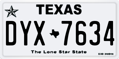 TX license plate DYX7634