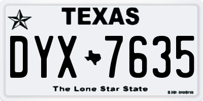 TX license plate DYX7635