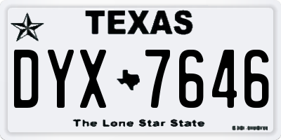 TX license plate DYX7646