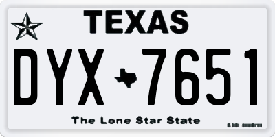 TX license plate DYX7651