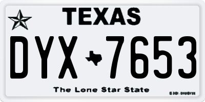 TX license plate DYX7653
