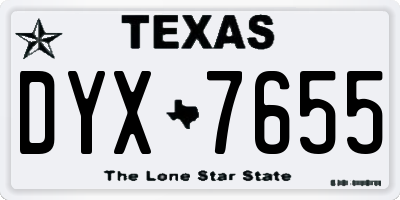 TX license plate DYX7655