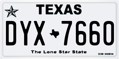 TX license plate DYX7660