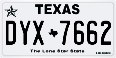 TX license plate DYX7662