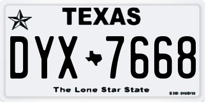 TX license plate DYX7668