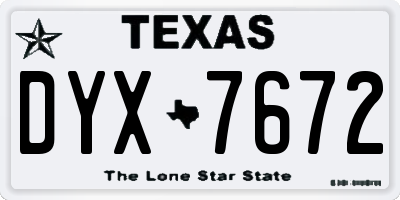 TX license plate DYX7672