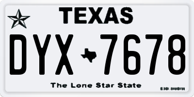 TX license plate DYX7678