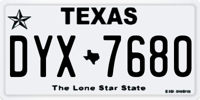 TX license plate DYX7680